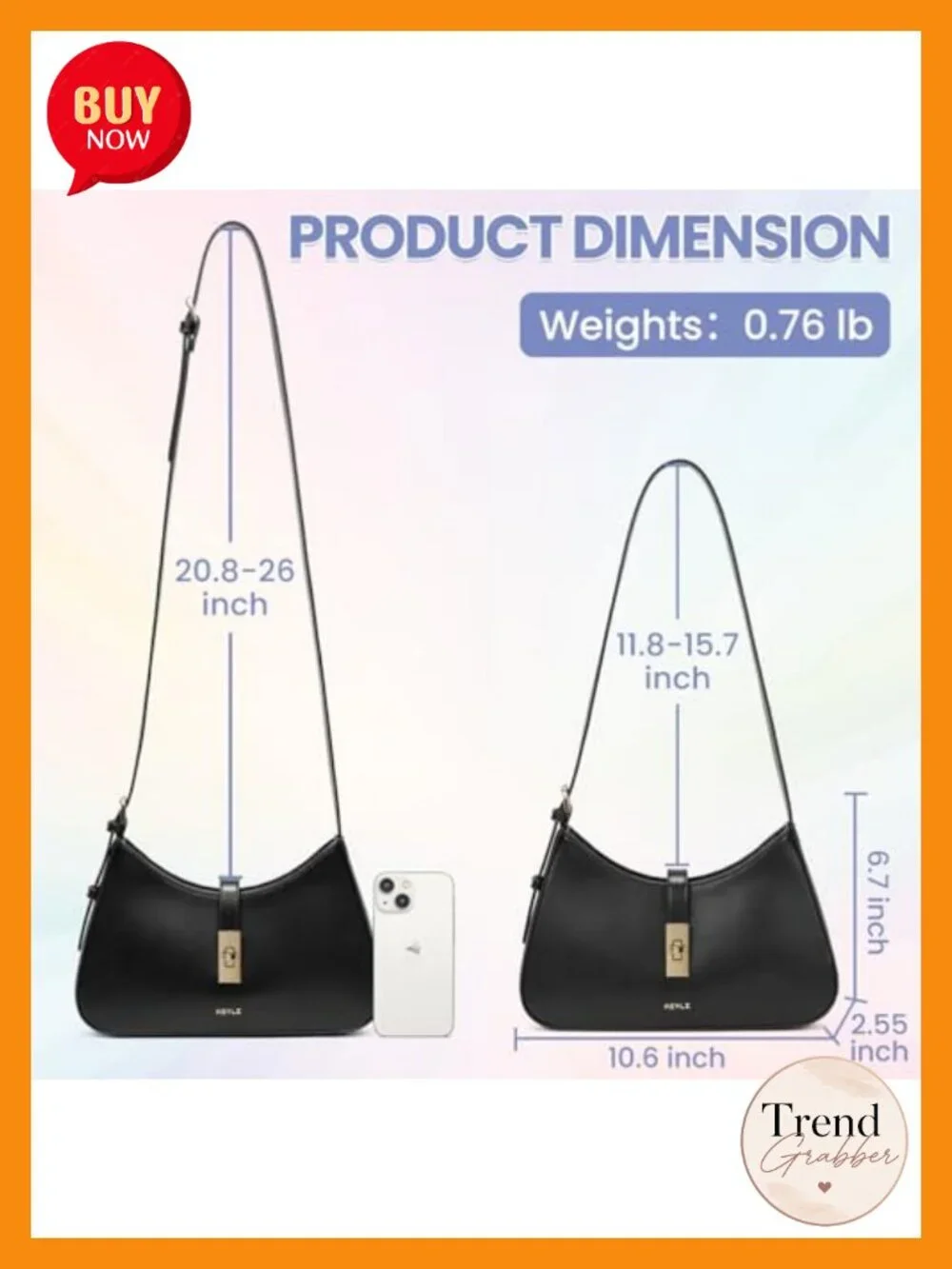 Vegan Leather Adjustable Hobo Shoulder Bag Crossbody Purse